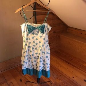 Eloise Teal White Bow Nightgown, EUC, S